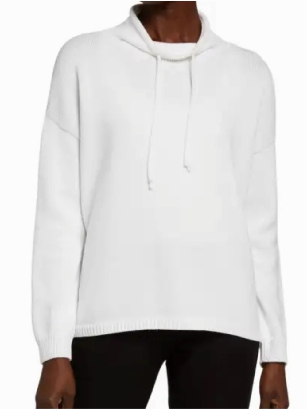 Eileen Fisher White Funnel Neck Sweater Organic Cotton Size Large